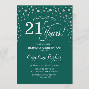 aniversário de 21 anos Convite de festas - Verde