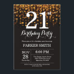 aniversário de 21 anos Convite Dourado para Lítima<br><div class="desc">Convite aniversário de 21 anos com Luzes de String Douradas com Fundo Glitter Dourado. Dourado Aniversário. Aniversário Adulto. Homens ou Mulheres no Dia Convidam. 13 15 16º 18º 20 21rua 30 40º 50º 60º 80 de 70 100º, qualquer idade. Para mais personalização, clique no botão "Personalizar" e use nossa ferramenta...</div>