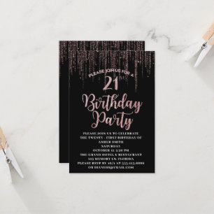 aniversário de 21 anos - Convite Preto e Dourado
