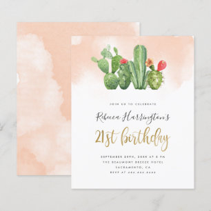Aniversário de 21 anos de Cactus de Aquarela Chic