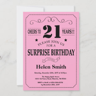 aniversário de 21 anos de Convite Surpresa Preto 