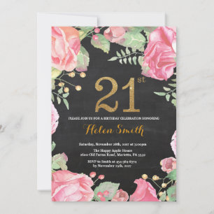 Aniversário de 21 anos de Floral Convite Dourado G