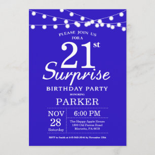 Aniversário de 21 anos de Surpresa Convite Real A