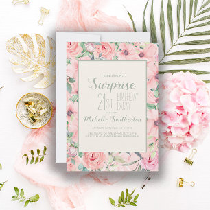 Aniversário de 21 anos em Floral Aquarela Rosa e V
