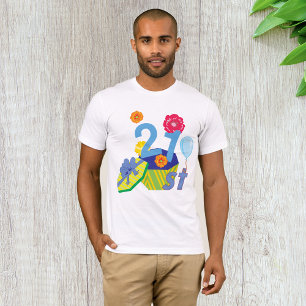 Aniversário de 21 anos Floral Mens T-Shirt