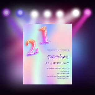 Aniversário de 21 anos púrpura Holográfica cor-de-
