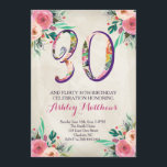 aniversário de 30 anos Belo Convite Floral,<br><div class="desc">Belo Chá de panela Floral,  Chá de fraldas,  Flores,  rosa,  roxo</div>