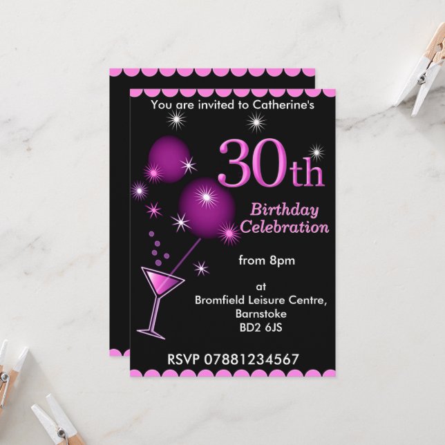 aniversário de 30 anos Convite de festas - Vidro d (Frente/Verso In Situ)