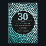 aniversário de 30 anos Convite para apresentação d<br><div class="desc">Convite para aniversário de 30 anos. Glitter Preto e Teal. Teal Diamond. Festa de aniversário adulta. Para Homens ou Mulheres. Para mais personalização,  clique no botão "Personalizar" e use nossa ferramenta de design para modificar este modelo.</div>