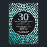 aniversário de 30 anos Convite para apresentação d<br><div class="desc">Convite para aniversário de 30 anos. Glitter Preto e Teal. Teal Diamond. Festa de aniversário adulta. Para Homens ou Mulheres. Para mais personalização,  clique no botão "Personalizar" e use nossa ferramenta de design para modificar este modelo.</div>