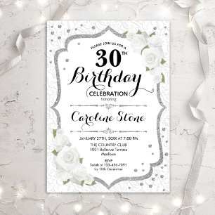 aniversário de 30 anos - Convite para Rosas Branca