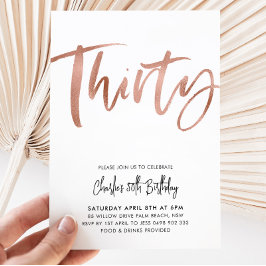 aniversário de 30 anos Convite White Rose Dourada 