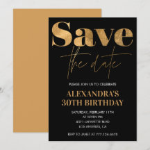 aniversário de 30 anos convites Salve a data Black