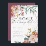 Aniversário de 30 anos cor-de-água floral cor-de-r<br><div class="desc">Aniversário de 30 anos cor d'água brilhante cor-de-rosa floral,  convites de festas azuis. Lindo e elegante tema de festa moderna.</div>