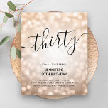 ANIVERSÁRIO DE 30 ANOS das luzes brilhantes Dourad<br><div class="desc">Elegante Glam Rosa Dourado Glitter Lights aniversário de 30 anos Script de convite modelo com luzes brilhantes de ouro e script de tipografia moderno.</div>