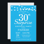 Aniversário de 30 anos de Convite Surpresa Azul e<br><div class="desc">Surpreenda o aniversário de 30 anos com as luzes de cordas. Fundo Azul. Homens ou Mulheres Aniversário. 13 15 16º 18º 20 21rua 30 40º 50º 60º 80 de 70 100º,  qualquer idade. Para mais personalização,  clique no botão "Personalizar" e use nossa ferramenta de design para modificar este modelo.</div>