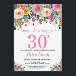 Aniversário de 30 anos de Convite Surpresa Floral<br><div class="desc">Convite para aniversário de 30 anos de Surpresa Floral para Mulheres. Flor Floral de Aquarela. Rosa, Amarelo, Laranja, Flor Roxo. Aniversário Adulto. 30 40th 50th 60th 80 de 70 de 100th 13 de 16th 18th 20 21rua de qualquer idade. Para mais personalização, clique no botão "Personalizar" e use nossa ferramenta...</div>