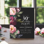 Aniversário de 30 anos de Orçamento Convite Floral<br><div class="desc">Celebre o seu marco com um moderno convite de aniversário de 30 anos moderno, com flores ricas de burgundy e blush. Este elegante design combina tons profundos e dramáticos com sotaques românticos e suaves, perfeitos para estabelecer uma sofisticada e convidativa atmosfera. O arranjo floral impressionante adiciona um toque de luxo,...</div>