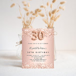 Aniversário de 30 anos de rosa de orçamento convit<br><div class="desc">Para um aniversário de 30 anos elegante. Um fundo de aparência metálica falsa rosa dourado. Decorado com ouro rosa,  falso cor-de-rosa,  brilhos. Personalize e adicione um nome e detalhes da festa. O nome é escrito com um script de estilo manuscrito,  número 30 com fontes de estilo de balão.</div>