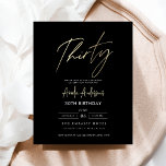 Aniversário de 30 anos de Script Dourado e Preto d<br><div class="desc">Comemore a fazer 30 anos de estilo com um Convite de Aniversário Dourado e Preto para Script Minimalista! Apresentando sotaques negros e dourados, tipografia elegante da escrita, e um design limpo e moderno, este convite dá o tom para uma celebração sofisticada. Perfeito para qualquer lugar, de salões quentes a encontros...</div>