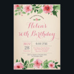 aniversário de 30 anos Floral Convite Cor de Água<br><div class="desc">Floral aniversário de 30 anos Convite Para Uma Flor De Água Rosa. Aniversário Adulto. As Mulheres De Bday Bash Convidam. Flor Floral Rosa. Vintage. 13 15 16º 18º 20 21 rua 30 40º 50º 80 de 60º 70 de 100º, qualquer idade. Para mais personalização, clique no botão "Personalizar" e use...</div>