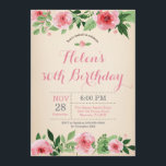 aniversário de 30 anos Floral Convite Cor de Água<br><div class="desc">Floral aniversário de 30 anos Convite Para Uma Flor De Água Rosa. Aniversário Adulto. As Mulheres De Bday Bash Convidam. Flor Floral Rosa. Vintage. 13 15 16º 18º 20 21 rua 30 40º 50º 80 de 60º 70 de 100º, qualquer idade. Para mais personalização, clique no botão "Personalizar" e use...</div>