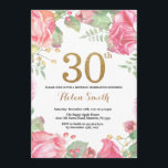 aniversário de 30 anos Floral Convite Dourado Glit<br><div class="desc">Convite para aniversário de 30 anos Floral para Mulheres. Flor Botânica De Aquarela. Dourada Glitter. Flores Florais De Peões Rosa. Aniversário Adulto.
Para mais personalização,  clique no botão "Personalizar" e use a ferramenta design para modificar este modelo.</div>