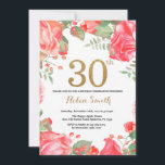 aniversário de 30 anos Floral Vermelho Convite Dou<br><div class="desc">Red Floral aniversário de 30 anos Convite para Mulheres. Flor Botânica De Aquarela. Dourada Glitter. Flores Florais De Peões Rosa. Aniversário Adulto.
Para mais personalização,  clique no botão "Personalizar" e use a ferramenta design para modificar este modelo.</div>