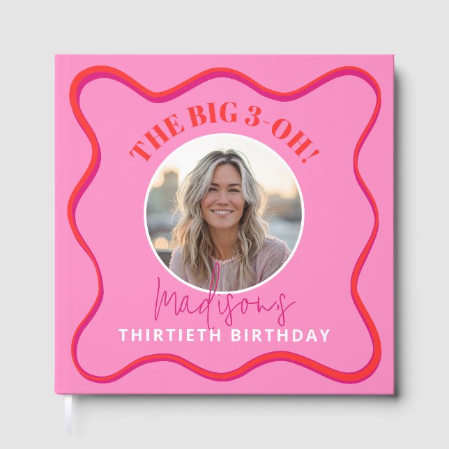 aniversário de 30 anos Livro convidado Cor-de-rosa (Frente)