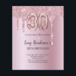 aniversário de 30 anos para ela<br><div class="desc">Aniversário de 30 anos de orçamento convite à relva prateada Um convite moderno, na moda e glamouroso para um aniversário de 30 anos. Um fundo com aspecto de rosa falsa, decorado com poeira brilhante. Personalize e adicione seu nome e detalhes da festa. O número 30 é gravado com uma fonte...</div>
