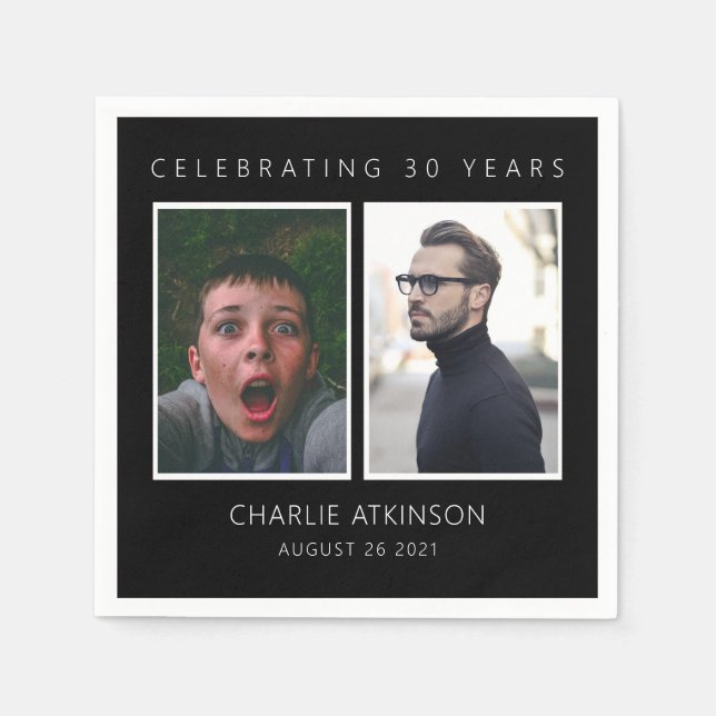 aniversário de 30 anos para guardanapos de fotos (Frente)