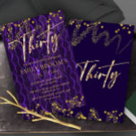 aniversário de 30 anos Purple Para Seu Convite<br><div class="desc">Incrível aniversário de 30 anos Invitation com faíscas e decoração Dourada,  This Party Invites é Printable modelo para Ele ou para ela e pode ser personalizada facilmente e até mesmo impressa fisicamente.</div>