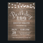 aniversário de 30 anos Rústico de Convite para CHU<br><div class="desc">Convite para CHURRASCO de aniversário. aniversário de 30 anos Rústico Invitation Wood Background com luzes de cordas. 13 15 16º 18º 20 21 rua 30 40º 50º 80 de 60º 70 de 100º, qualquer idade. Aniversário Adulto. Mulher ou Festa de aniversário masculina. Para mais personalização, clique no botão "Personalizar" e...</div>