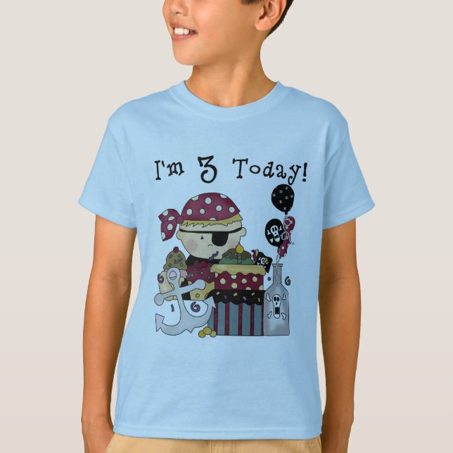 aniversário de 3 anos Pirate Camisetas e presentes (Frente)