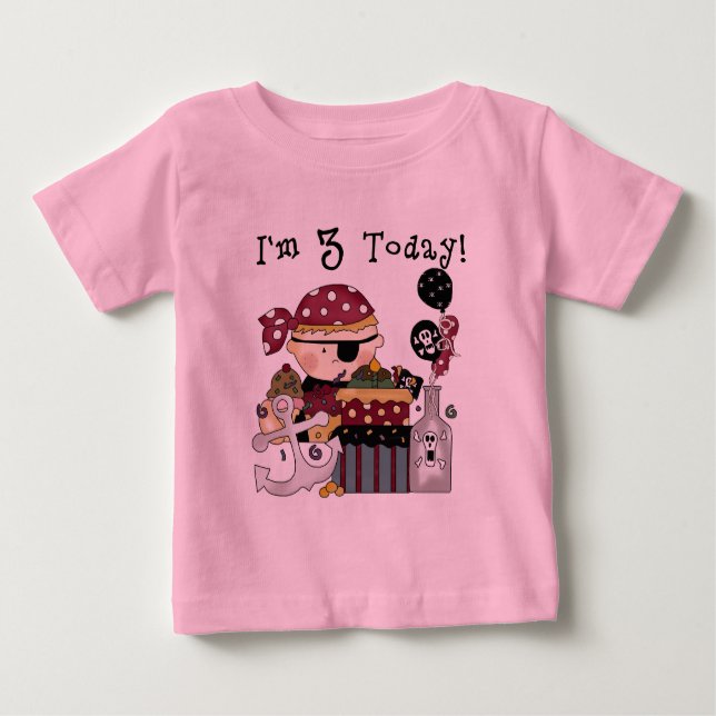 aniversário de 3 anos Pirate Camisetas e presentes (Frente)