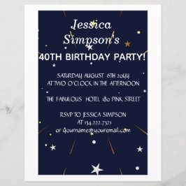 Aniversário de 40 anos azul de foto moderna | Conv