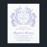 ANIVERSÁRIO DE 40 ANOS azul Pancete Floral do ORÇA<br><div class="desc">Uma elegante crista floral azul-vintage francesa toma palco central neste convite de aniversário de eterno. Ornamentado,  formal e muito feminina fará qualquer dama de aniversário se sentir muito especial. Os suprimentos da parte coordenadora estão disponíveis.</div>