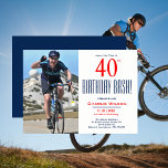aniversário de 40 anos Bash! Convite de aniversári<br><div class="desc">aniversário de 40 anos Bash! Placa de convite de festas projetada em cores brilhantes de Marinho e vermelho, com sua foto e informações de festa. Para personalizar, basta inserir seus detalhes em nosso modelo fácil, substituindo o texto de exemplo. (Nota; as cores podem ser alteradas usando nossa ferramenta de seleção...</div>