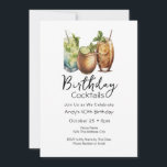 aniversário de 40 anos Cocktails Convite Casual<br><div class="desc">Aniversário,  Convites de Cocktails. É fácil personalizar. Todo o texto é ajustável e fácil de mudar para as necessidades do seu próprio partido. Simples Watercolor fruity bebe gráficos. Convites para ele ou para ela. design de aniversário de CHURRASCO de bar ou quintal. Em qualquer idade,  apenas mude o texto.</div>