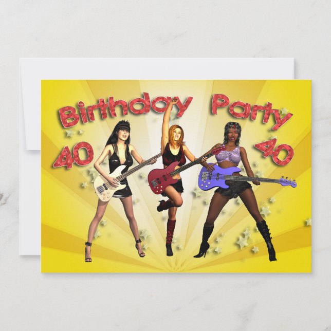 aniversário de 40 anos Convite de festas com banda (Frente)