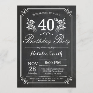 aniversário de 40 anos Convite Floral