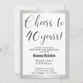 aniversário de 40 anos Convite Silver Black Modern