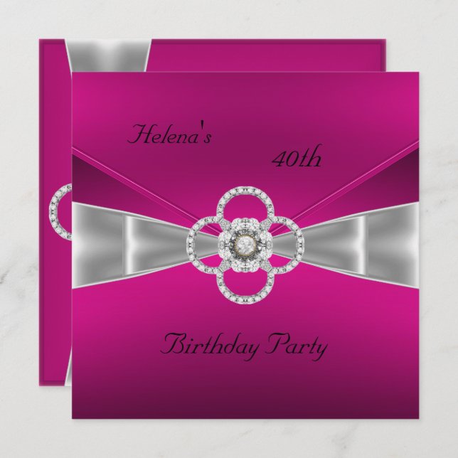Aniversário de 40 anos de Convite para Festa Brilh (Frente/Verso)