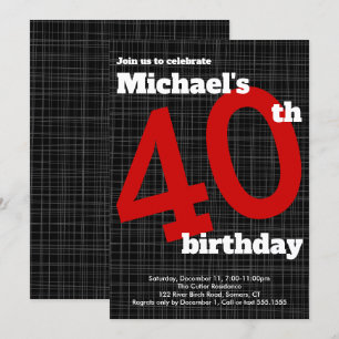 aniversário de 40 anos de Convite Preto com Destaq