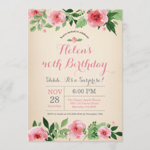 aniversário de 40 anos de Convite Surpresa Floral