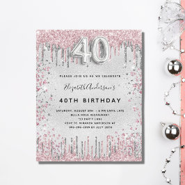 Aniversário de 40 anos de orçamento cor-de-rosa