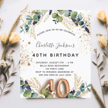 Aniversário de 40 anos de orçamento eucalipto verd