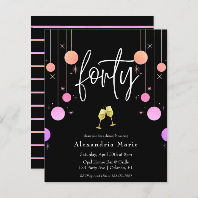 Aniversário de 40 anos de Sparkle Moderno de Orçam (Frente/Verso)