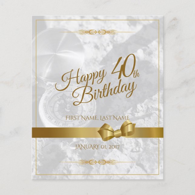 Aniversário de 40 anos feliz com arco ouro (Frente)