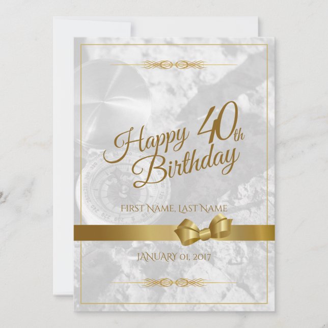 Aniversário de 40 anos feliz com arco ouro (Frente)